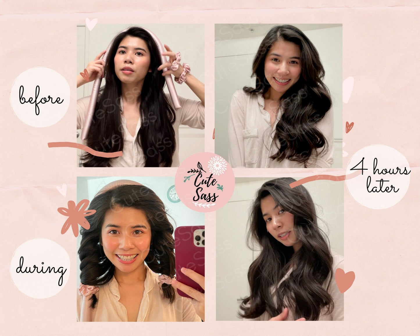 100% Mulberry Silk No-Heat Hair Curler | 22 Momme Silk | Long Fibre and Organic Silk Hair Curling Set