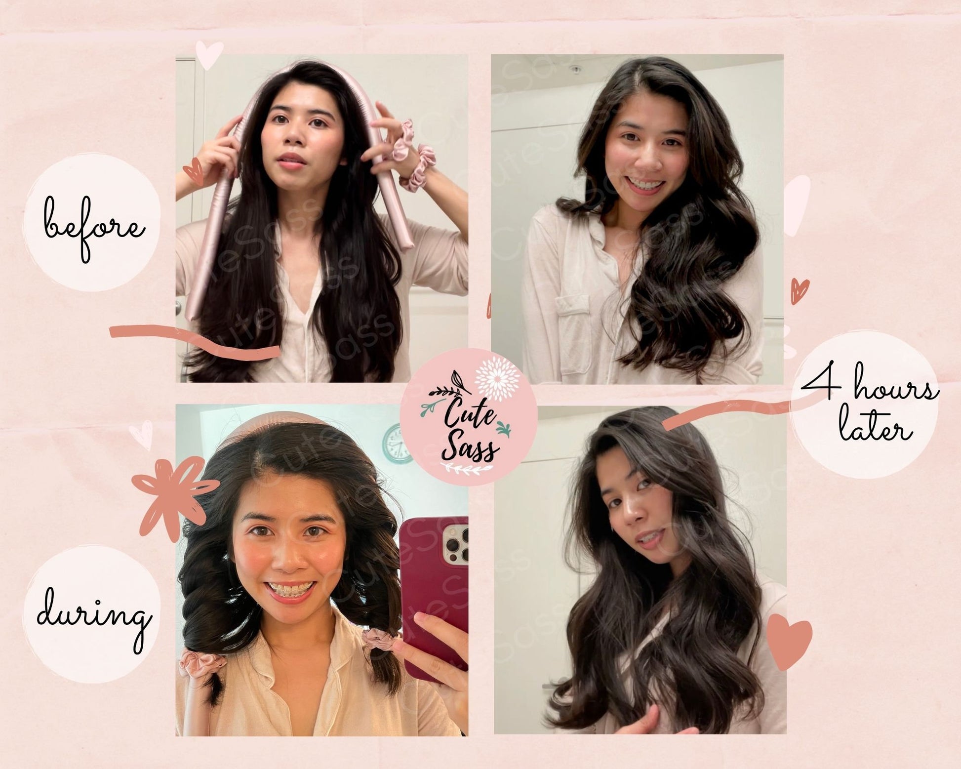 100% Mulberry Silk No-Heat Hair Curler | 22 Momme Silk | Long Fibre and Organic Silk Hair Curling Set