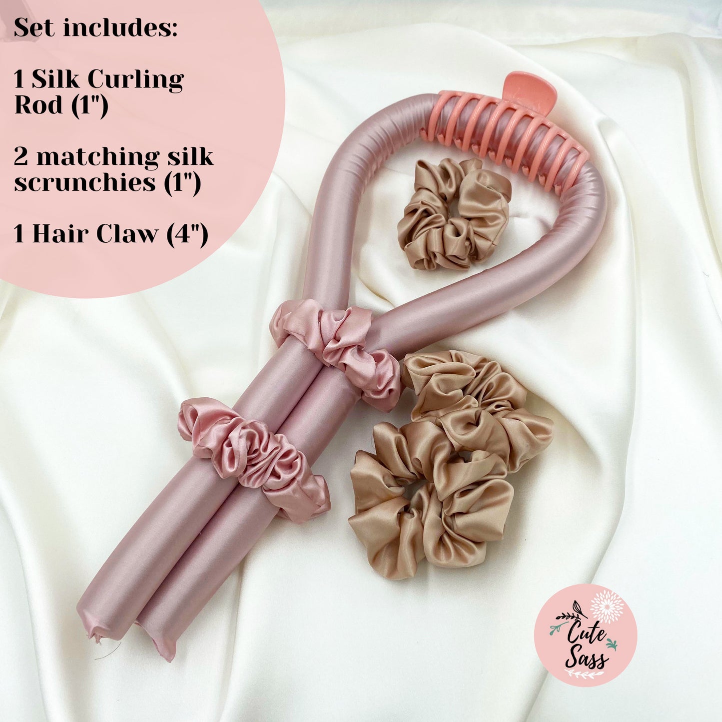 100% Mulberry Silk No-Heat Hair Curler | 22 Momme Silk | Long Fibre and Organic Silk Hair Curling Set