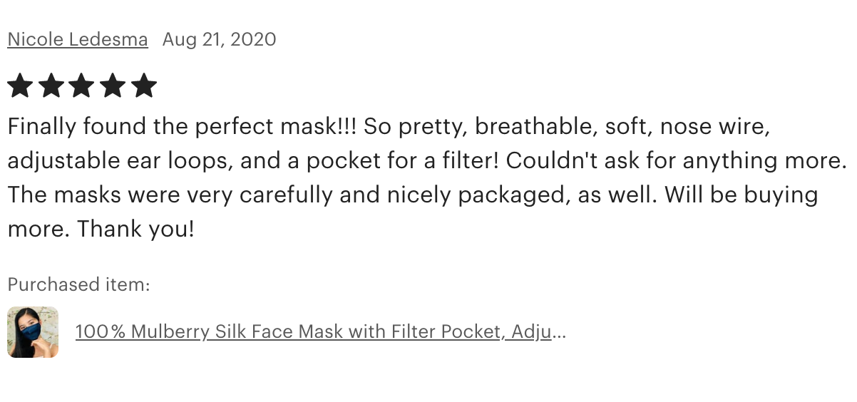 MULBERRY SILK FACE MASK WITH FILTER POCKET