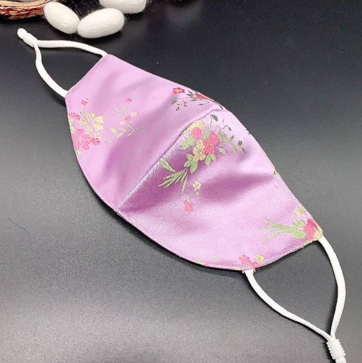 Embroidery Silk Face Mask with Filter Pocket