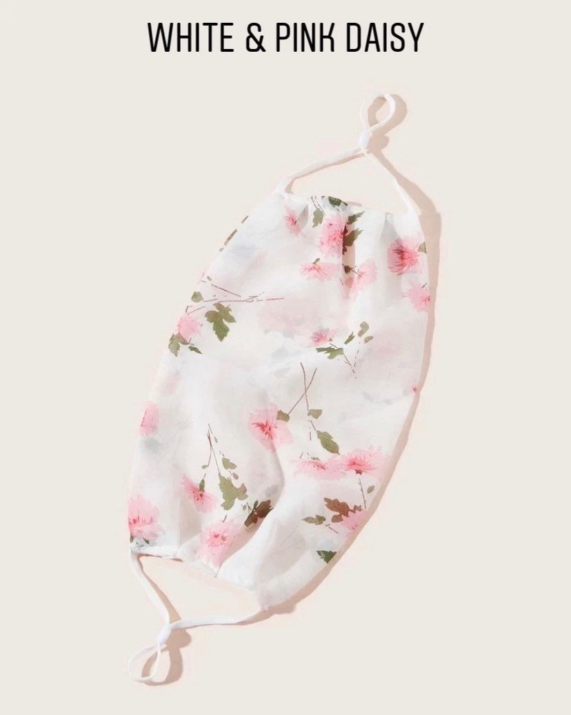 Lightweight Face Mask, Thin Breathable Chiffon Face Mask With Ear Loops, Cute Floral Summer Face Cover