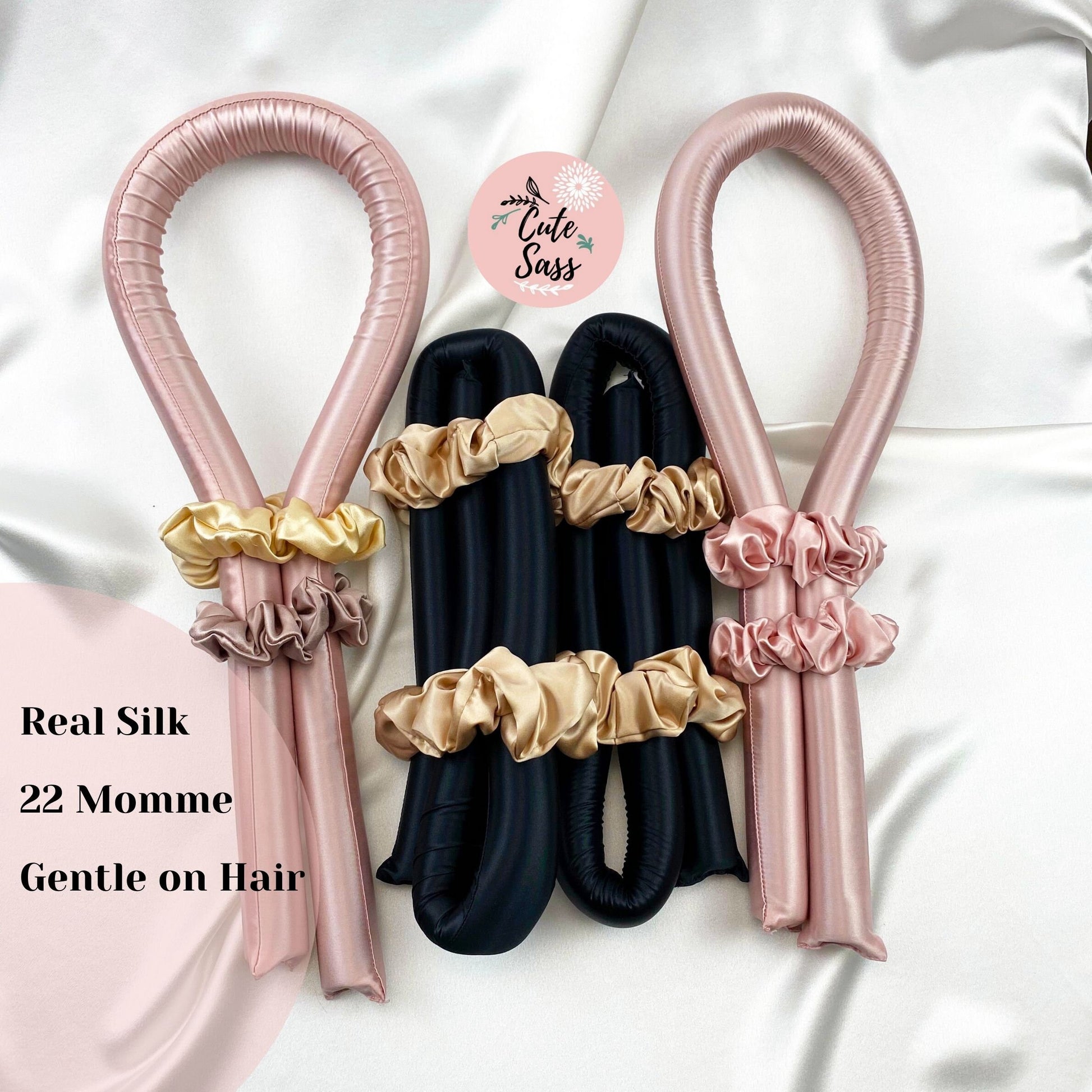 100% Mulberry Silk No-Heat Hair Curler | 22 Momme Silk | Long Fibre and Organic Silk Hair Curling Set