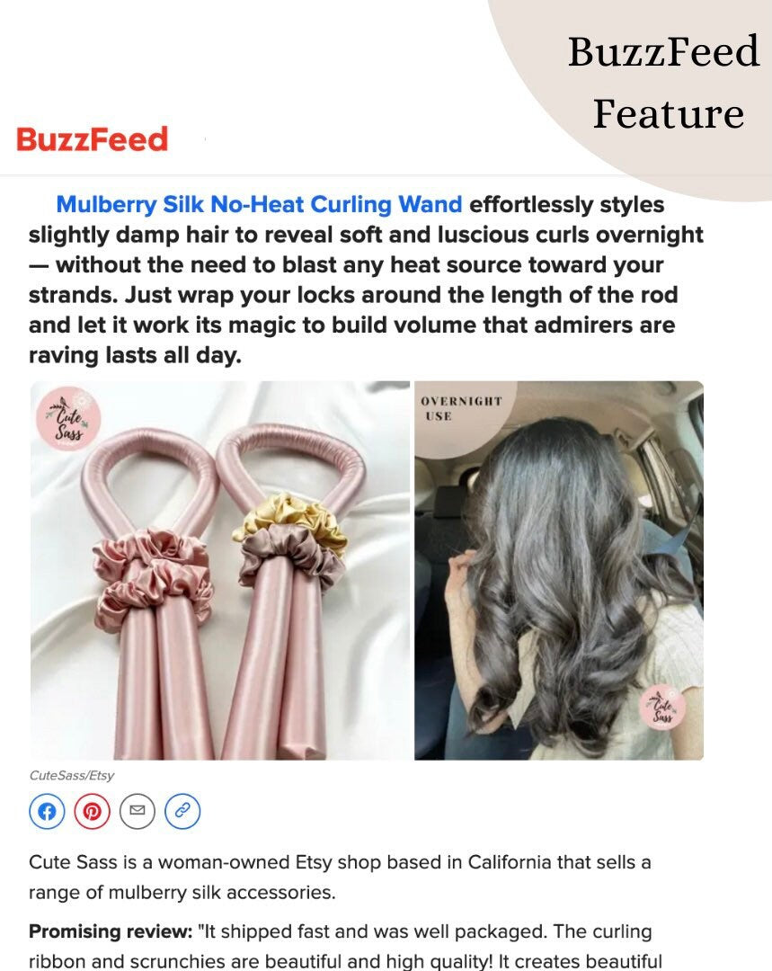 100% Mulberry Silk No-Heat Hair Curler | 22 Momme Silk | Long Fibre and Organic Silk Hair Curling Set