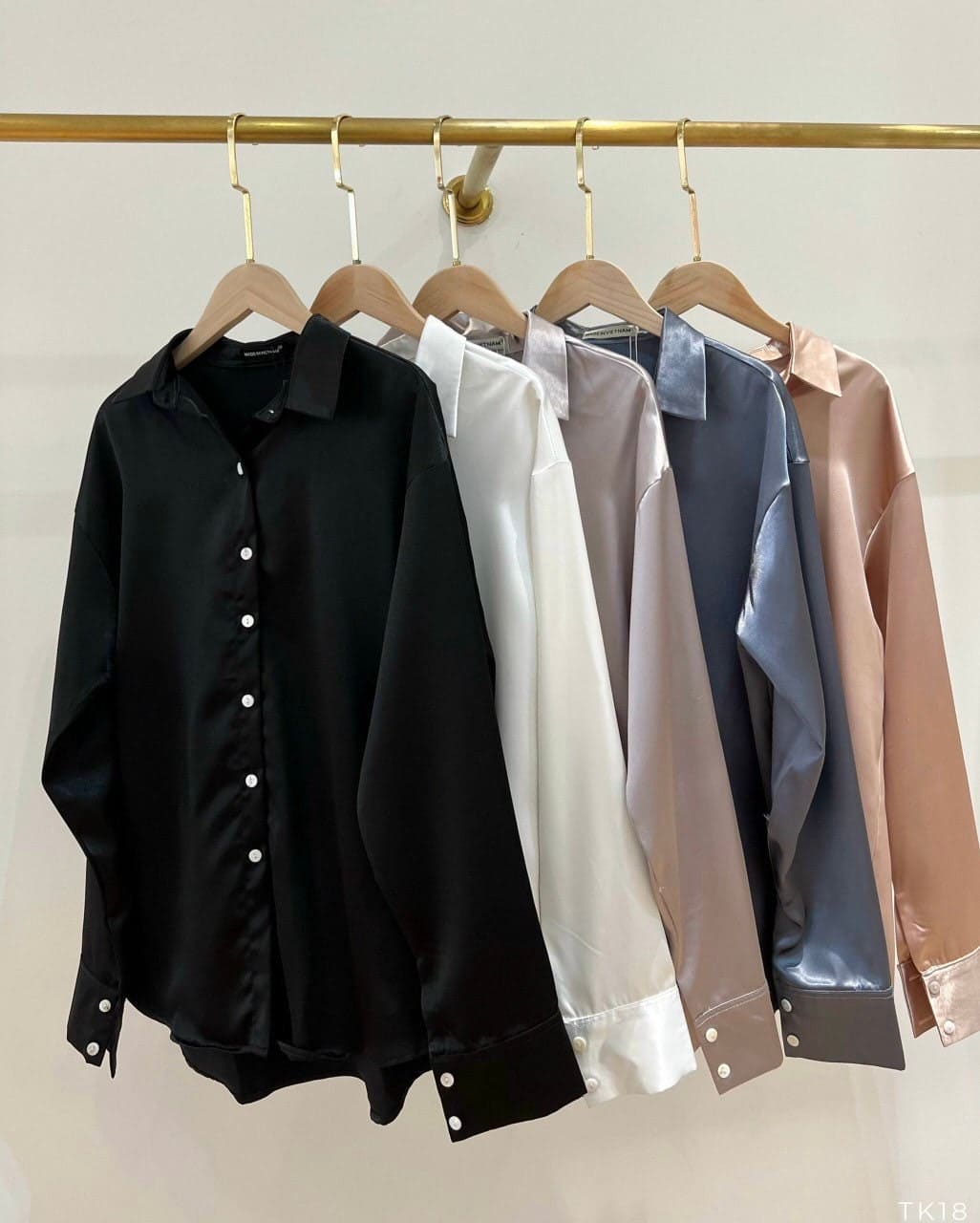 Satin Long Sleeve Oversized Blouse (4 colors)